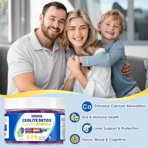 Zeolite Detox for Kids & Adults, Clinoptilolite Zeolite Supplement with Vitamin D3 K2 B12, Supports Gut & Immune with Chlorella, Milk Thistle & Cilantro, 60 Blueberry Flavor Gummies