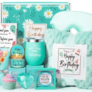 Birthday Gifts for Women, Unique Happy Birthday Gift Basket, Self Care Gift Care Package, Women Gifts for Birthday Box for Her Mom Sister Best Friend Wife Girlfriend Coworker, w/ Throw Blanket