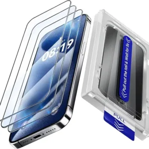 Fonowlo 3 Pack Tempered Glass Screen Protector for iPhone 16, iPhone 15 Screen Protector [6.1 Inch] with Auto-Alignment Kit,Auto Dust,9H+ HD Clear Tempered Glass film,Case Friendly