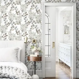 CiCiwind Floral Peel and Stick Wallpaper Boho Contact Paper Floral Leaf Self Adhesive Removable Botanical Textured Wall Paper for Bedroom Cabinets Drawer 17.3" × 78.7"
