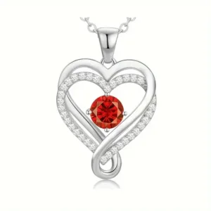 Heart Necklace for Women, 925 Silver Necklace with Infinity Heart Pendant, Personalized Birthstone Necklace Anniversary Birthday Gifts for Wife, Girlfriend, Mom