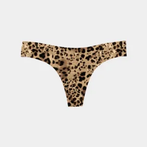 Women's Low Rise G String Thong Underwear Leopard Seamless Micro Back No Show Bikini Panties