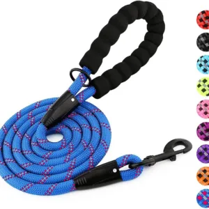 Amazon Basics Round Dog Leash, Heavy Duty, Durable Rope for Small, Medium, and Large Dogs, Lightweight Design for Walking, Training, and Outdoor Activities, Blue, 4 Ft