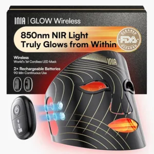 LED Face Mask, Glow Wireless Red Light Therapy Mask with Near-Infrared Red Light (NIR), Portable, Rechargeable and Ergonomic Design at Home and Travel