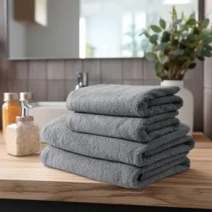 Lunoku Bath Towels Set of 4 Extra Large 35 x 70 Inches,Luxury Thick High Absorbent and Quick Dry Bath Sheet,Ultra Soft Microfiber,Bathroom,Beach,Yoga,Sport,SPA,Fitness (Grey)