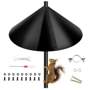 Squirrel Baffle for Bird Feeder Pole, Outside Pole Mount Bird House Guard for Outdoor Shepherd’s Hook, 19 Inch Diameter, 1 Pcs Grey