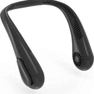 Amacool Neck Fan 2600mah Battery Operated Neckband Fan 3-Speed Hand-Free Wearable Personal USB Fan for Hot Flashes Home Office Travel Outdoor Sports (Black)