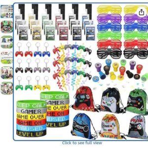 Albiuev 18Pcs Video Game Party Bag Fillers for Kids,Video Game Party Favors,Mini Game Keychain for Kids Boys Birthday Supplies Gaming Party Favors Classroom Prizes (18 PCS with Keychain)