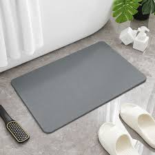 Stone Bath Mats for Bathroom - 2Tier Quick Drying Diatomaceous Earth Bath Mat, Non-Slip Super Absorbent Stone Shower Mat, Easy to Clean No Smell, Fast Drying Rug for Bathroom Floor (Grey, 23.6"x15.4")
