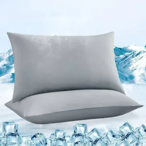 Cooling Body Pillowcase for Hot Sleeper, Zippered Pillow Cover Soft (Pale Gray)