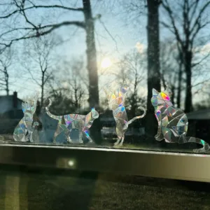 28 Pieces Rainbow Cloud Window Clings, Cat Starry Sky and Clouds Rainbow Window Film, Bird Windows Strike Prevention for Home Decor Glass Suncatcher Sticker, No Glue Required (Cat Stars and Clouds)