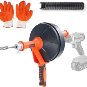 Drain Auger, Drain Snake With Drill Adapter, 25ft Plumbing Auger Heavy Duty Flexible Sink Steel Plumbing Auger Bathroom Hair Clog Removal Tool, Manual Or Powered - No auto retract or feed