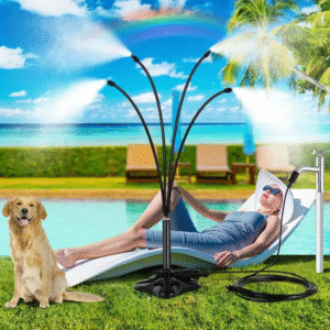 Standing Misters for Outside Patio, Adjustable Height 5.3 FT Stand Misting System for Cooling Outdoor, Portable Water Mister for Mist Playing, Patio Cooling, Backyard, Porch, Sprinkler (Gray)