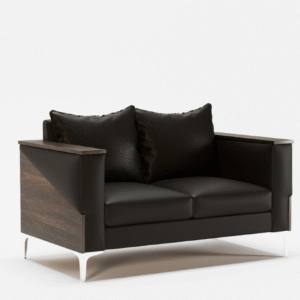 55" Loveseat Sofa Leather Black, Comfy Couch with Cushion, Sofa Couch with Wooden Legs, Modern Couch with Deep Seat, 2-Seater Sofa for Bedroom, Loveseat for Living Room, Office Room, Apartment