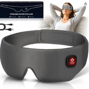 Silk Cordless Heated Eye Mask, Washable Sleep Mask Warm Compress Mask Soft Pressure Free Shade Blindfold Electric Eye Heating Pad for Blepharitis Sinus Stye Gifts for Men Women (Grey)