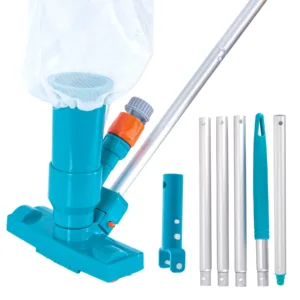 Portable Pool Vacuum Cleaner Kit with Hose, Vacuum Head & 61.5" Telescopic Pole, Handheld Pool Vacuum for Above-Ground, Inground & Inflatable Pools