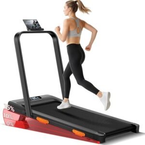 Folable Walking Pad with 15% Incline, 2.5 HP Under Desk Treadmill for Home | 136KG Capacity, Shock Absorption, Suspension System, Multi-layer Running Belt, <45 dB Low Noise, Transport wheels, Manual