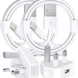 Apple MFi Certified iPhone Charger Plug and Lightning Cable - Fast Wall Charging Adapter With 2 Pack USB Cords for iPhone 13/12/11/XS/XR/8/7/6/6s Plus/SE/iPad