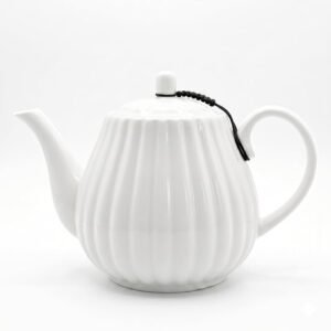 1100ml White Stoneware Teapot – Classic British Design for Afternoon Tea & Family Gatherings, Premium Ceramic with Excellent Heat Retention, Serves 5-6 Cups, Dishwasher Safe