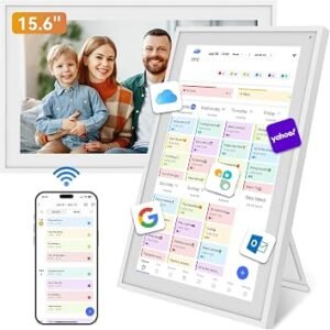 Digital Calendar, 15.6 Inch Electronic Calendar Smart Wall Touchscreen Interactive Display for Family Schedules, Wall Planner Digital Photo Frame, Organizing Your 2026 Calendars Wall & Desk Mountable