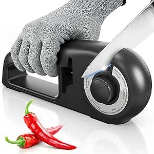Pietuley Knife Sharpener 7-in-1 Professional Knives Sharpener for Serrated Ceramic Knife, Scissor Sharpener UK, Japanese Knife Blade Manual Sharpening Tool, Essentials Kitchen Gadgets (Black)